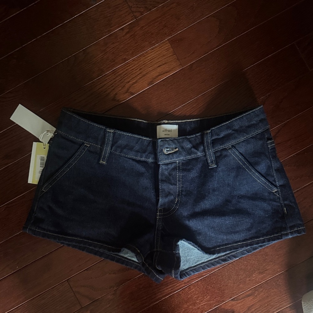 Wilfred Dark Blue Jean Shorts Cuffed Relaxed Fit